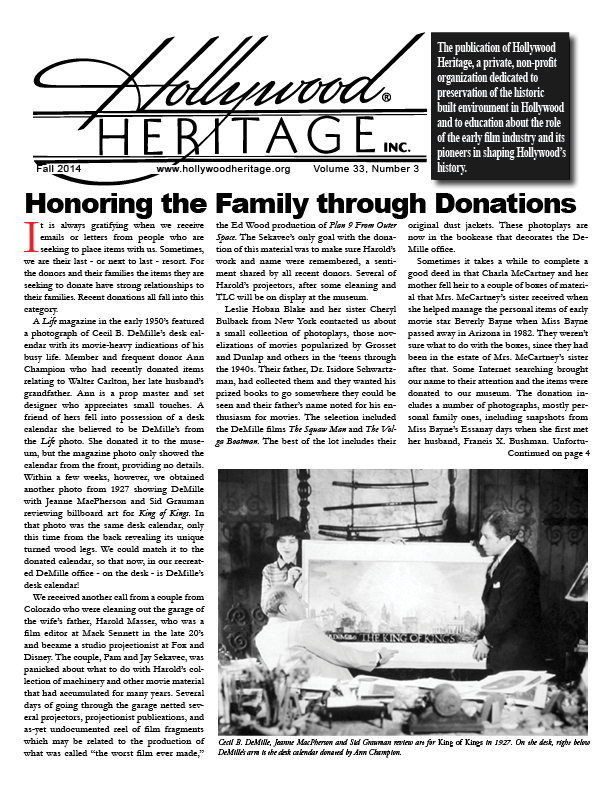 Hollywood Heritage Newsletter